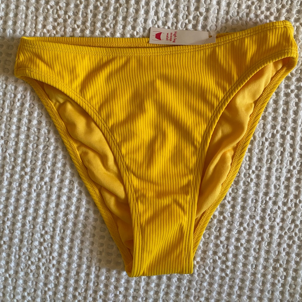 Yellow Ribbed Bikini Bottom